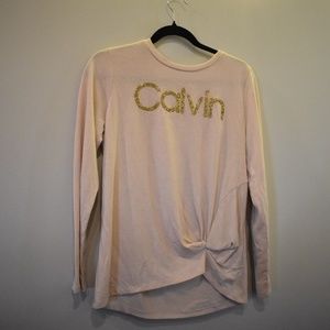 Calvin Klein Women's Long Sleeve Cinch Cream Medium Top